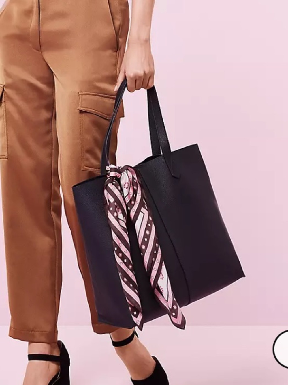 Ann Taylor Loft black leather tote bag